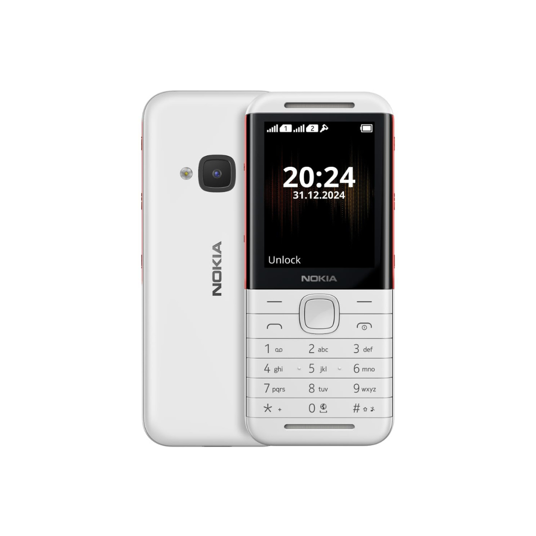 Nokia 5310 Dual SIM Keypad Phone with Rear Camera with Flash | (White/Red, Black/Red)