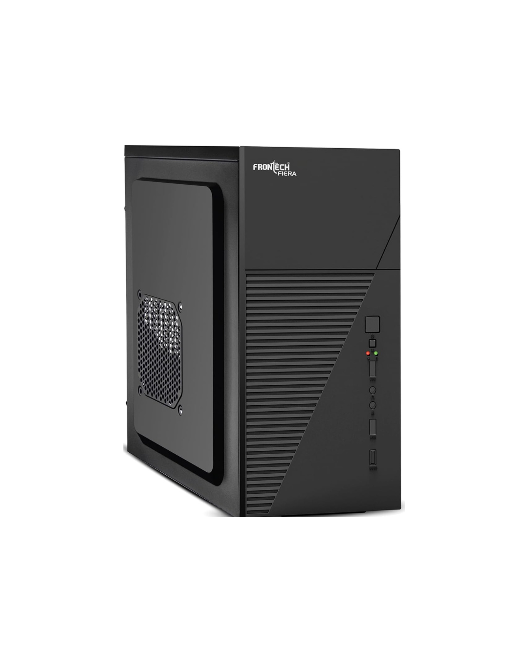 FRONTECH Fiera Silver ATX PC Cabinet - Black | 2x USB 2.0 | FT-4280