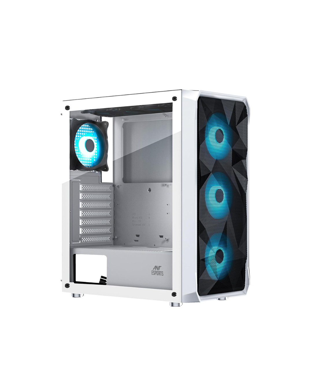 Ant Esports ICE-112 Mid-Tower Gaming Cabinet - White (ATX) | 4 Pre-Installed Fans