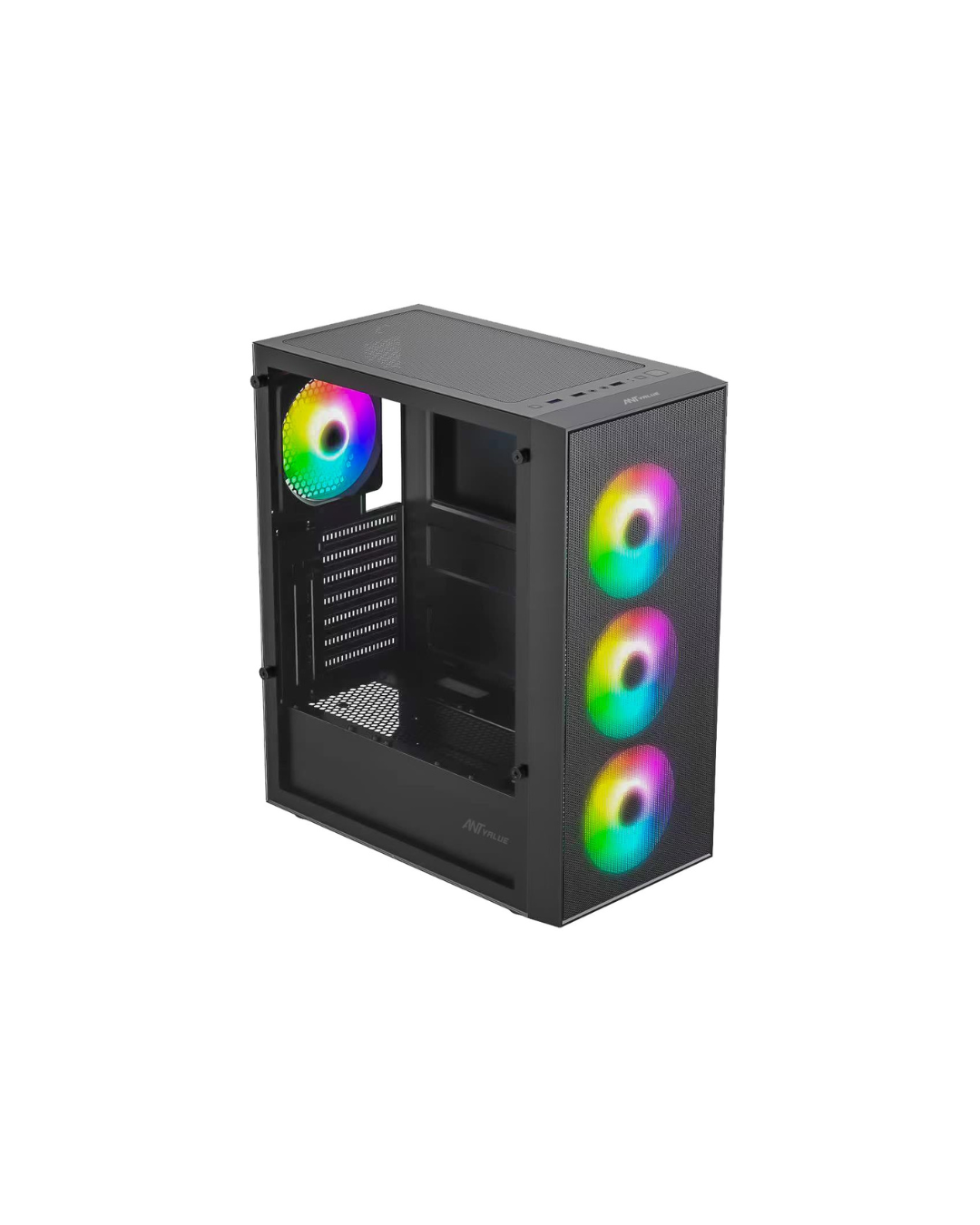 Ant Value VM40 ATX PC Case - Black | Mid-Tower, Rainbow Fans