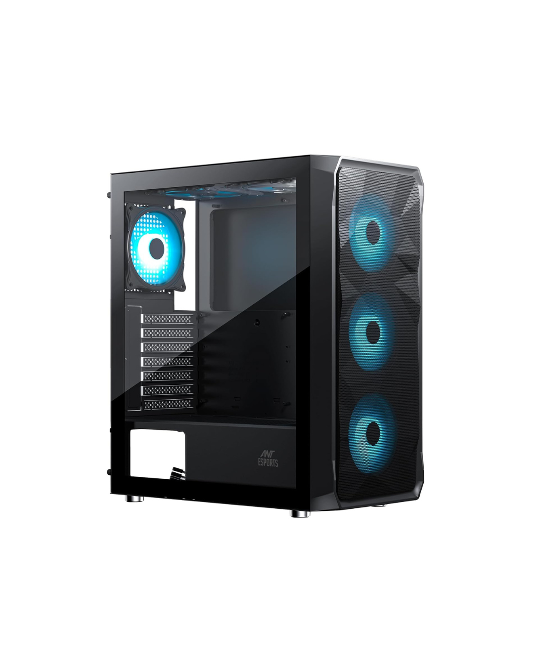 Ant Esports ICE-112 Mid-Tower Gaming Case - Black (ATX) | 4 Pre-Installed Fans