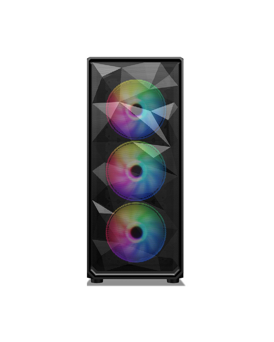 Ant Value VM41 Mid-Tower Gaming PC Case - Black (ATX) | Tempered Glass, Rainbow Fans