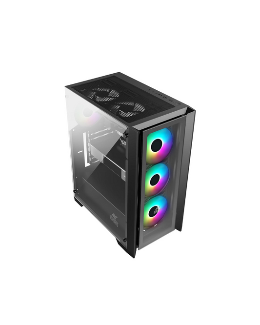 Ant Esports ICE-170TG Mid-Tower PC Case - Black (ATX) | 4 Pre-Installed Fans
