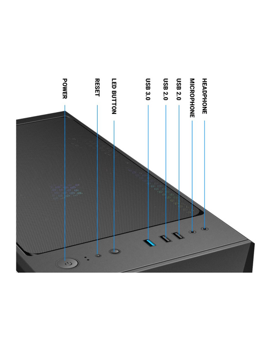 Ant Esports ICE-300 Mesh Mid-Tower PC Case - Black (ATX) | Tempered Glass, 3 ARGB Fans