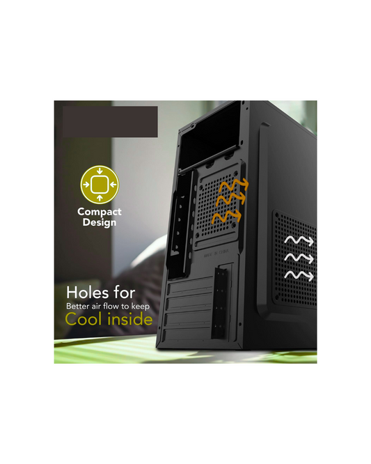 FRONTECH Mystic Silver ATX PC Cabinet - Black | HD Audio, 2x USB 2.0 | FT-4279