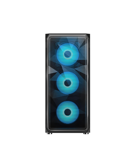 Ant Esports ICE-112 Mid-Tower Gaming Case - Black (ATX) | 4 Pre-Installed Fans