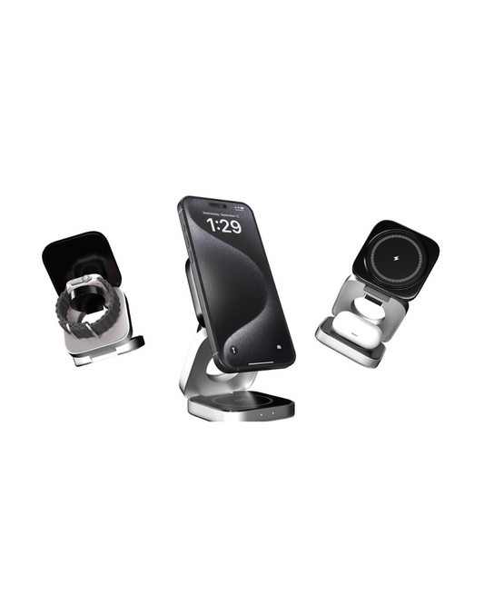 Virtutron Foldable 3-in-1 Magnetic Wireless Charging Hub for MagSafe iPhone, Apple Watch, and AirPods