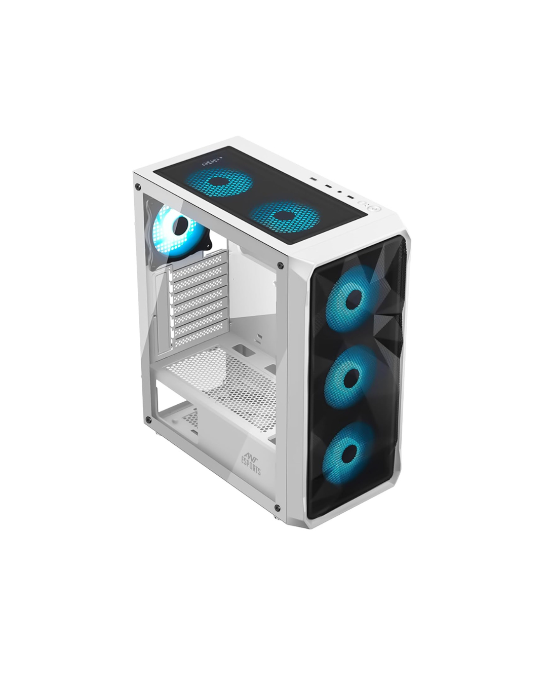 Ant Esports ICE-112 Mid-Tower Gaming Cabinet - White (ATX) | 4 Pre-Installed Fans