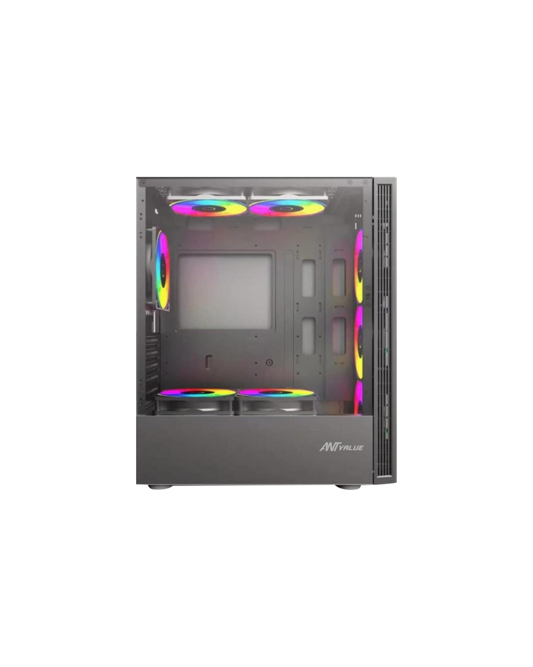 Ant Value VM40 ATX PC Case - Black | Mid-Tower, Rainbow Fans