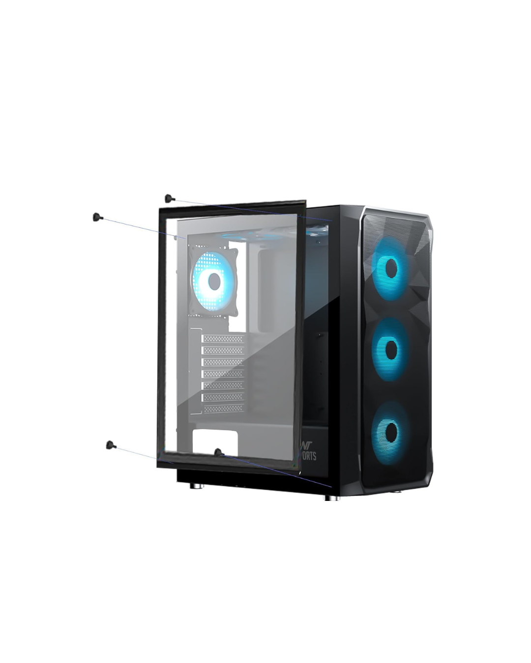 Ant Esports ICE-112 Mid-Tower Gaming Case - Black (ATX) | 4 Pre-Installed Fans