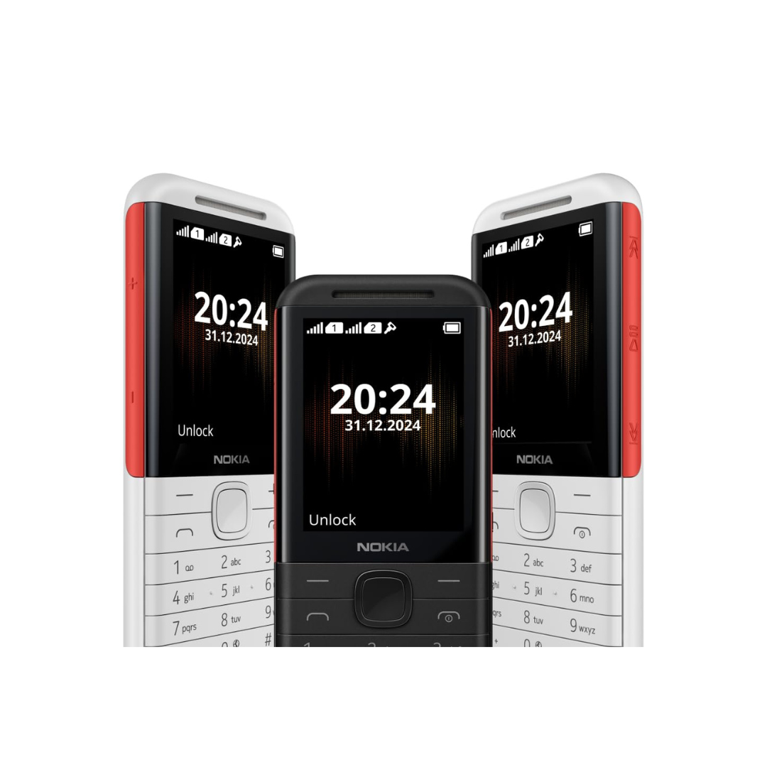 Nokia 5310 Dual SIM Keypad Phone with Rear Camera with Flash | (White/Red, Black/Red)