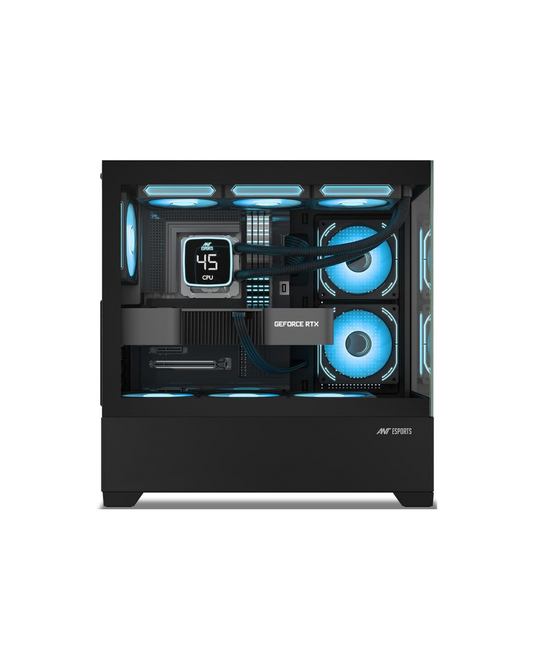 Ant Esports Crystal Z3 Mid-Tower PC Gaming Case - Black (ATX) | 3 ARGB Fans