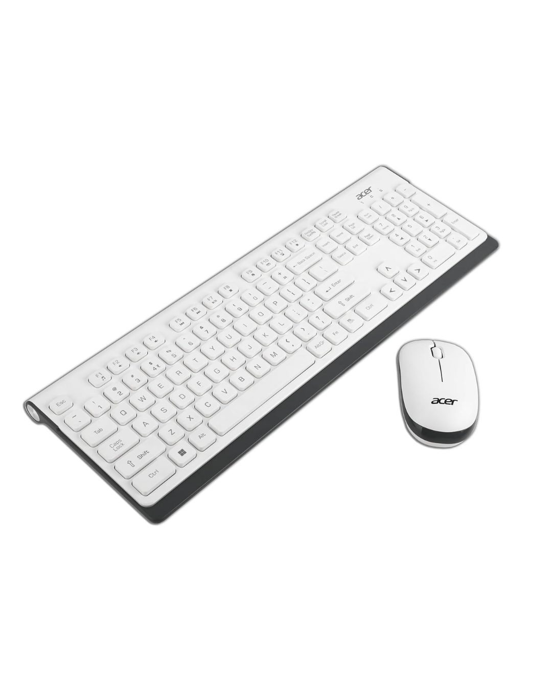 Acer Wireless Keyboard & Mouse Combo with 2.4GHz Nano Receiver, 1600 DPI, White/Grey