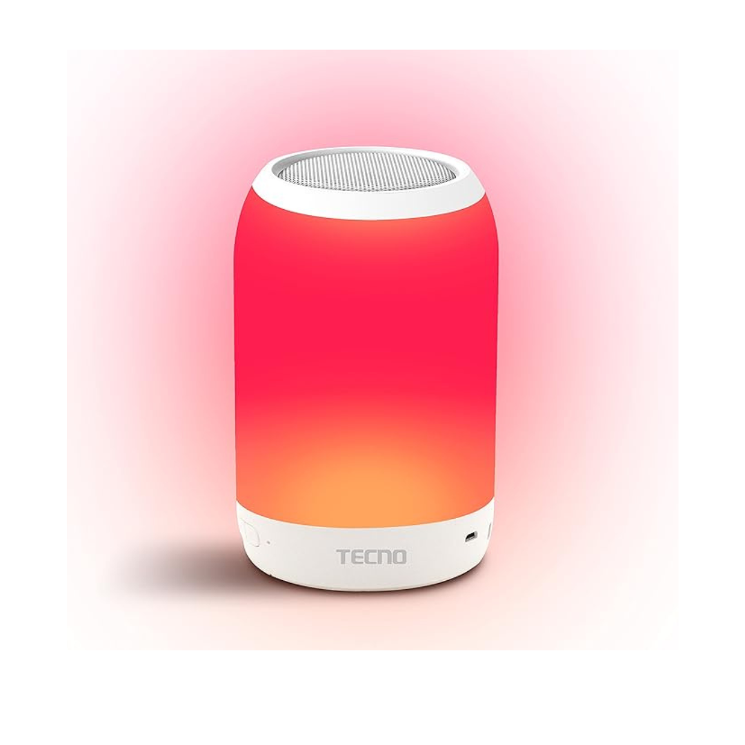 TECNO Squre S2 Bluetooth Speaker White | Multi-Compatibility Modes | Colorful LED Light | Up to 11 Hours Playtime | Deep Bass Superior Audio | Supporting USB,SD Card,Bluetooth | BT 5.0