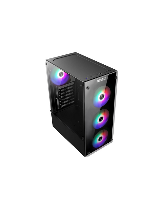 GEONIX X20 ATX Gaming Cabinet - Black | Tempered Glass, 4 RGB Fans, USB 3.0