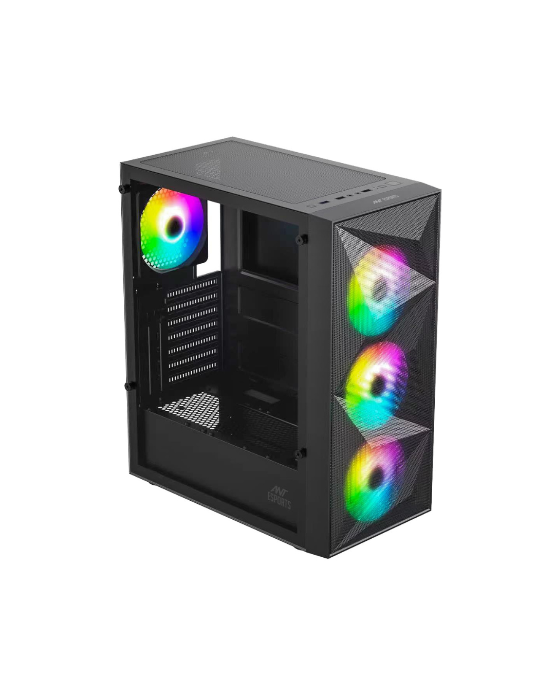 Ant Esports Elite 1200 ATX PC Case - Black | Mid-Tower, 4 Pre-Installed Fans