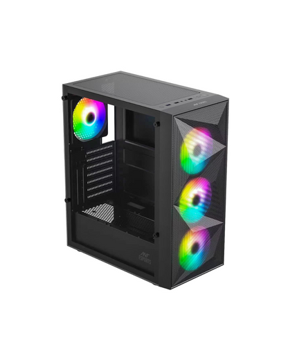 Ant Esports Elite 1200 ATX PC Case - Black | Mid-Tower, 4 Pre-Installed Fans