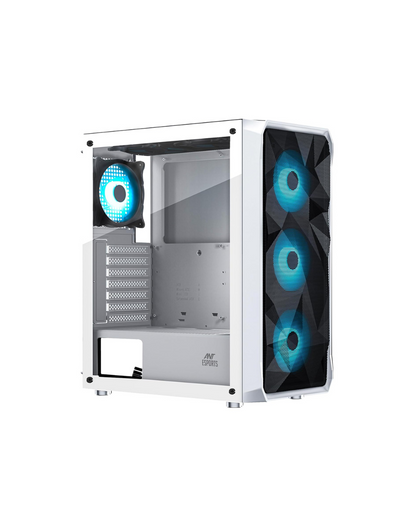 Ant Esports ICE-112 Mid-Tower Gaming Cabinet - White (ATX) | 4 Pre-Installed Fans