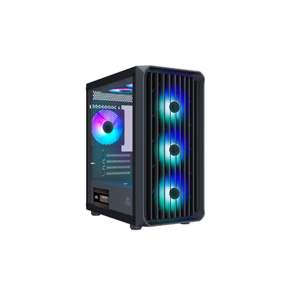 Ant Esports 205 Mini 6F Mini-Tower Gaming Case - Black 6 ARGB Fans, Tempered Glass