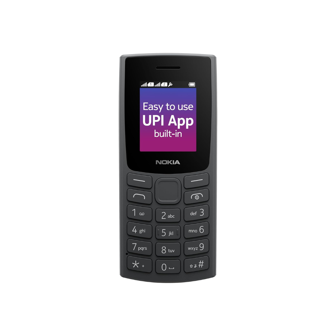 Nokia 106 Single Sim, Keypad Phone with Built-in UPI Payments App | (Charcoal, Green, Red)