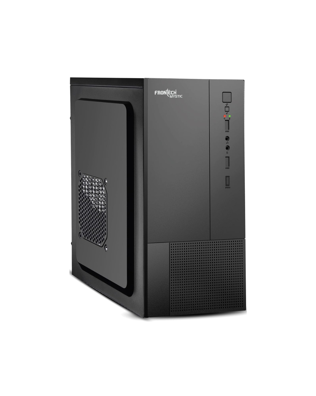 FRONTECH Mystic Silver ATX PC Cabinet - Black | HD Audio, 2x USB 2.0 | FT-4279