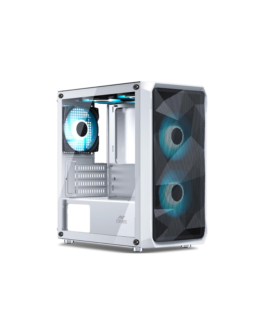 Ant Esports 100 Air Mini M-ATX PC Case - White | 2 Rainbow Fans