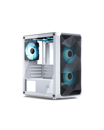 Ant Esports 100 Air Mini M-ATX PC Case - White | 2 Rainbow Fans