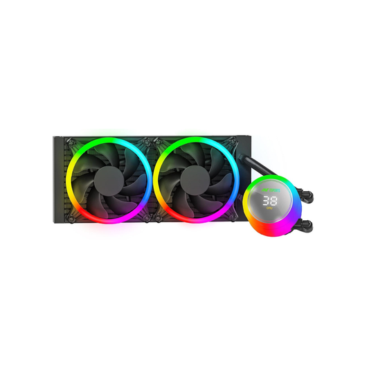Ant Esports ICE Chroma 240 ARGB 240mm ARGB Liquid Cooler/AIO with CPU Temperature Display - Black | Evaporation-Proof Tubing