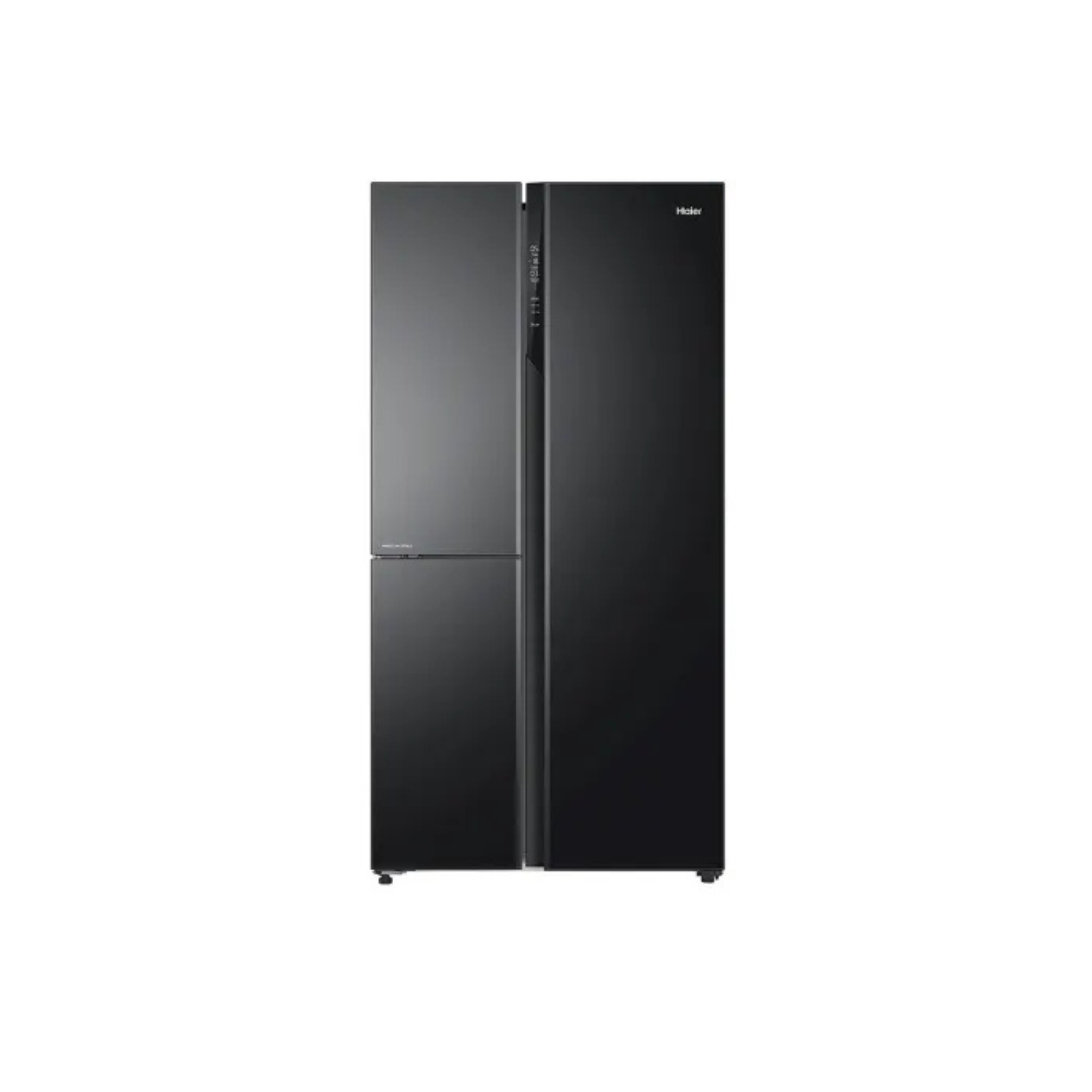 Haier 598 L, Black Glass Finish, 3 Door Side by side Refrigerator - (HRT-683KG/HRT-683KGU1)