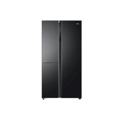 Haier 598 L, Black Glass Finish, 3 Door Side by side Refrigerator - (HRT-683KG/HRT-683KGU1)