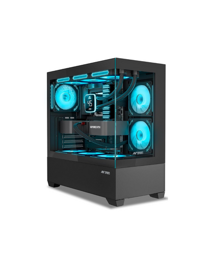 Ant Esports Crystal Z3 Mid-Tower PC Gaming Case - Black (ATX) | 3 ARGB Fans