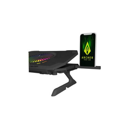 Archer Tech Lab, Squall 300 RGB Gaming Laptop Cooling Pad with Aluminium Metal Grid, 5 Turbo Fans, Dual USB Ports