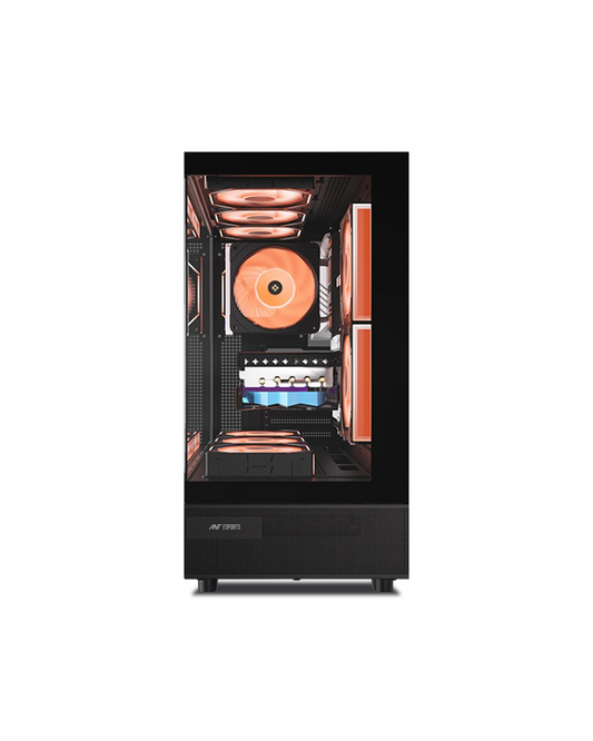 Ant Esports Crystal X6 ATX Mid-Tower PC Case - Black | 6 ARGB Infinity Mirror Fans