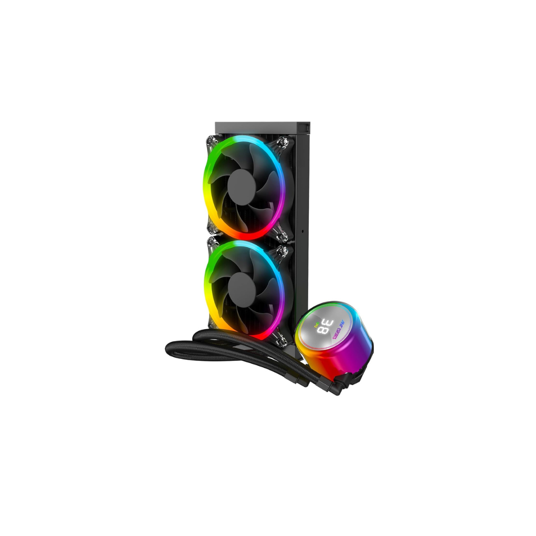 Ant Esports ICE Chroma 240 ARGB 240mm ARGB Liquid Cooler/AIO with CPU Temperature Display - Black | Evaporation-Proof Tubing