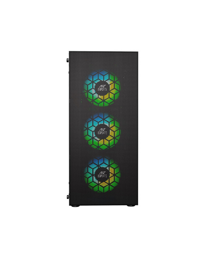 Ant Esports ICE-110 Mid-Tower PC Case - Black (E-ATX) | 4 Pre-Installed Fans