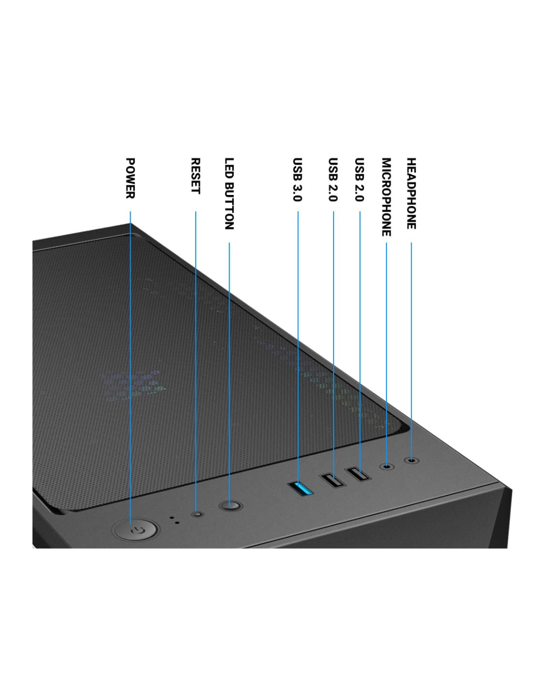 Ant Esports ICE-300 Mesh Mid-Tower PC Case - Black (ATX) | Tempered Glass, 3 ARGB Fans