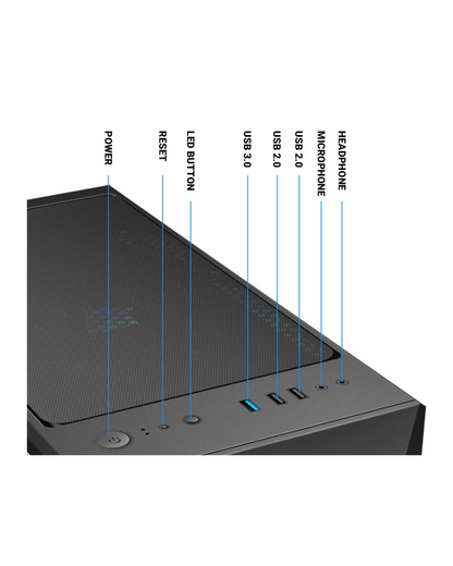 Ant Esports ICE-300 Mesh Mid-Tower PC Case - Black (ATX) | Tempered Glass, 3 ARGB Fans