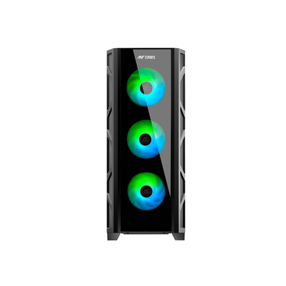 Ant Esports Glass Dynamic GT Mid-Tower Computer Case/Gaming Cabinet - Black | Pre-Installed 3 x 120mm Front Fans and 1 x 120 mm Rear Fan
