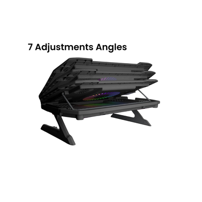 Archer Tech Lab, Squall 300 RGB Gaming Laptop Cooling Pad with Aluminium Metal Grid, 5 Turbo Fans, Dual USB Ports