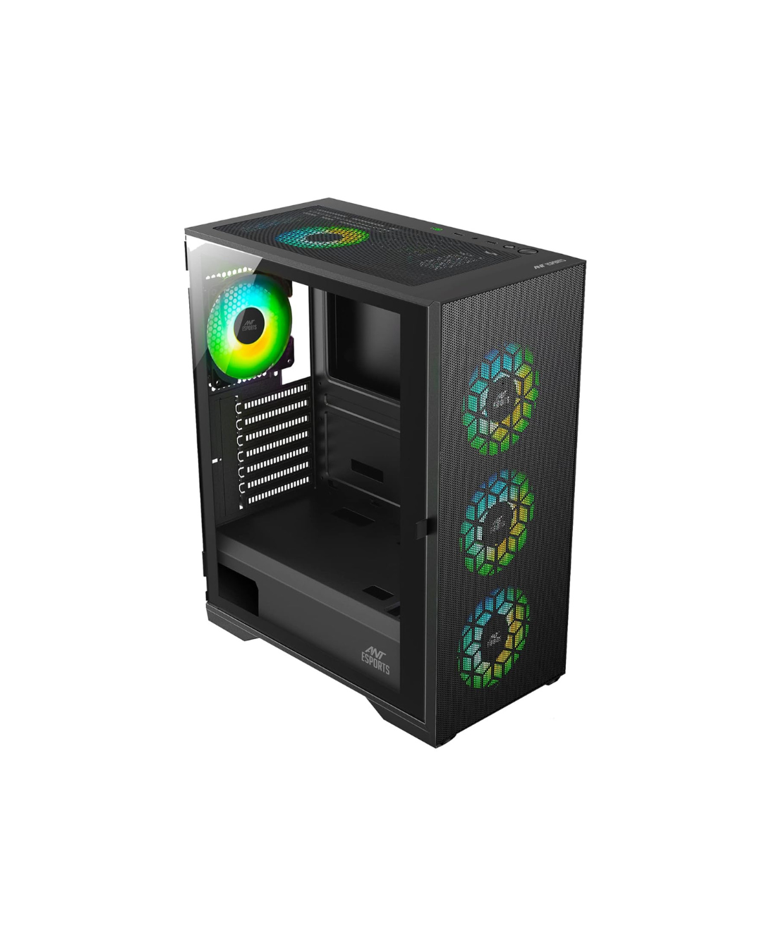 Ant Esports ICE-110 Mid-Tower PC Case - Black (E-ATX) | 4 Pre-Installed Fans