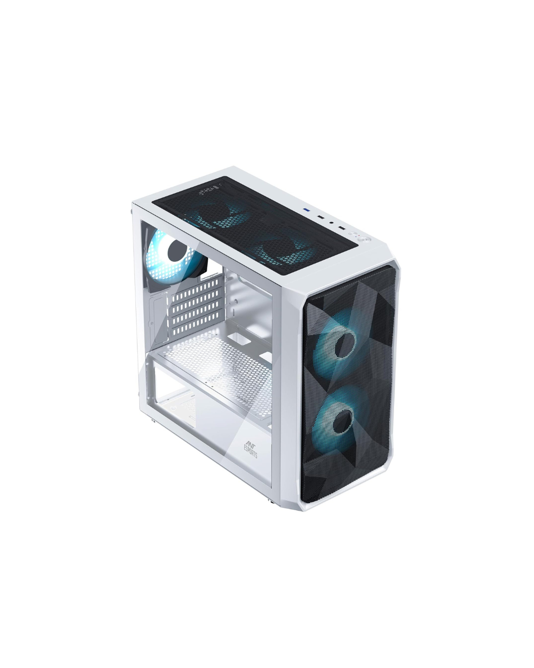 Ant Esports 100 Air Mini M-ATX PC Case - White | 2 Rainbow Fans