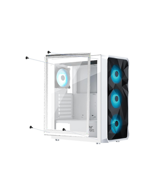 Ant Esports ICE-112 Mid-Tower Gaming Cabinet - White (ATX) | 4 Pre-Installed Fans