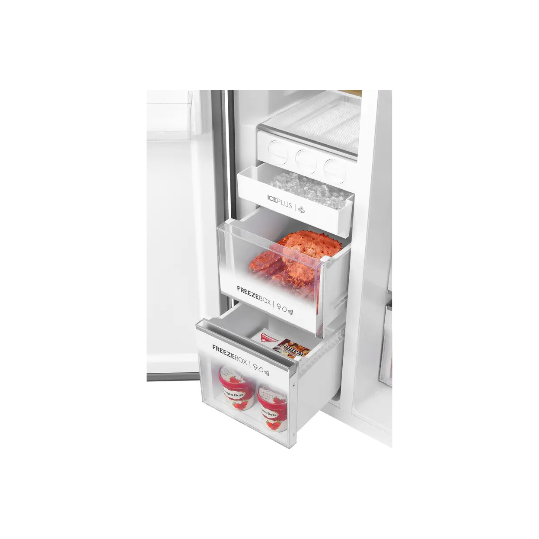 Haier 596L Side by Side Refrigerator Shiny Silver 3 Star - HES-690SSp