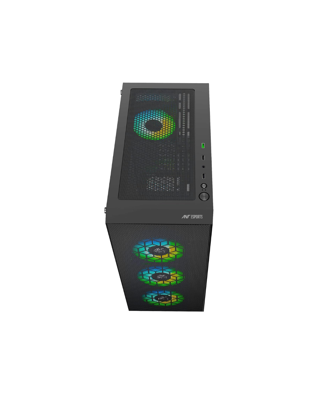Ant Esports ICE-110 Mid-Tower PC Case - Black (E-ATX) | 4 Pre-Installed Fans