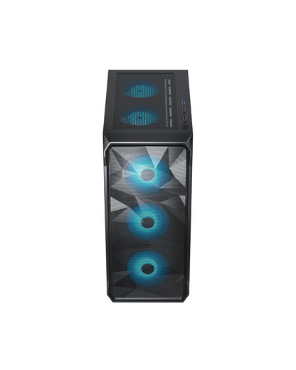Ant Esports ICE-112 Mid-Tower Gaming Case - Black (ATX) | 4 Pre-Installed Fans