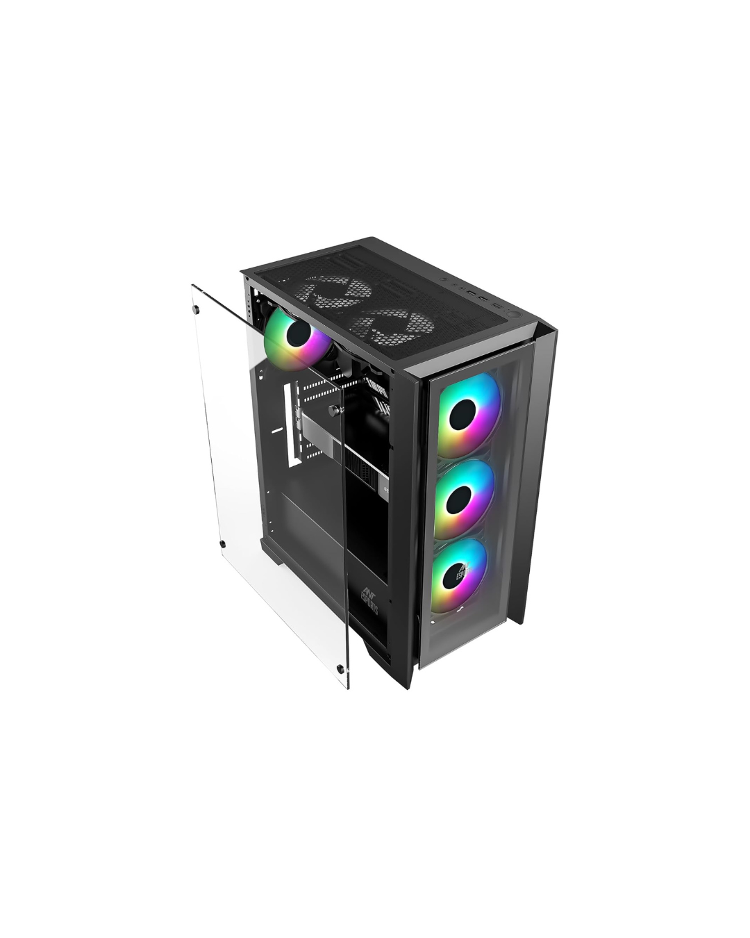 Ant Esports ICE-170TG Mid-Tower PC Case - Black (ATX) | 4 Pre-Installed Fans
