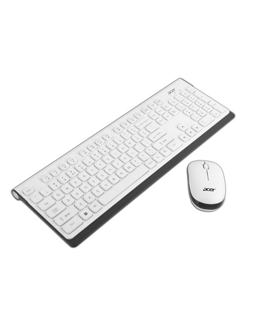Acer Wireless Keyboard & Mouse Combo with 2.4GHz Nano Receiver, 1600 DPI, White/Grey
