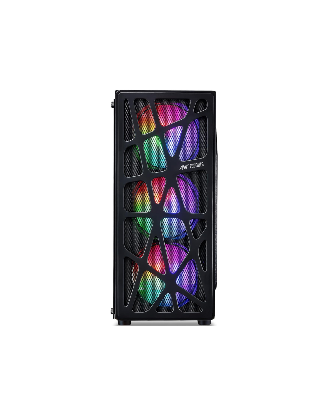 Ant Esports Elite 1100 Mid-Tower PC Case - Black (ATX/M-ATX/ITX) | Pre-Installed Rainbow Fans