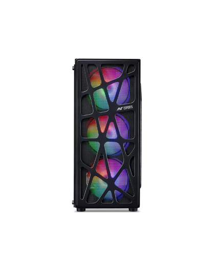 Ant Esports Elite 1100 Mid-Tower PC Case - Black (ATX/M-ATX/ITX) | Pre-Installed Rainbow Fans