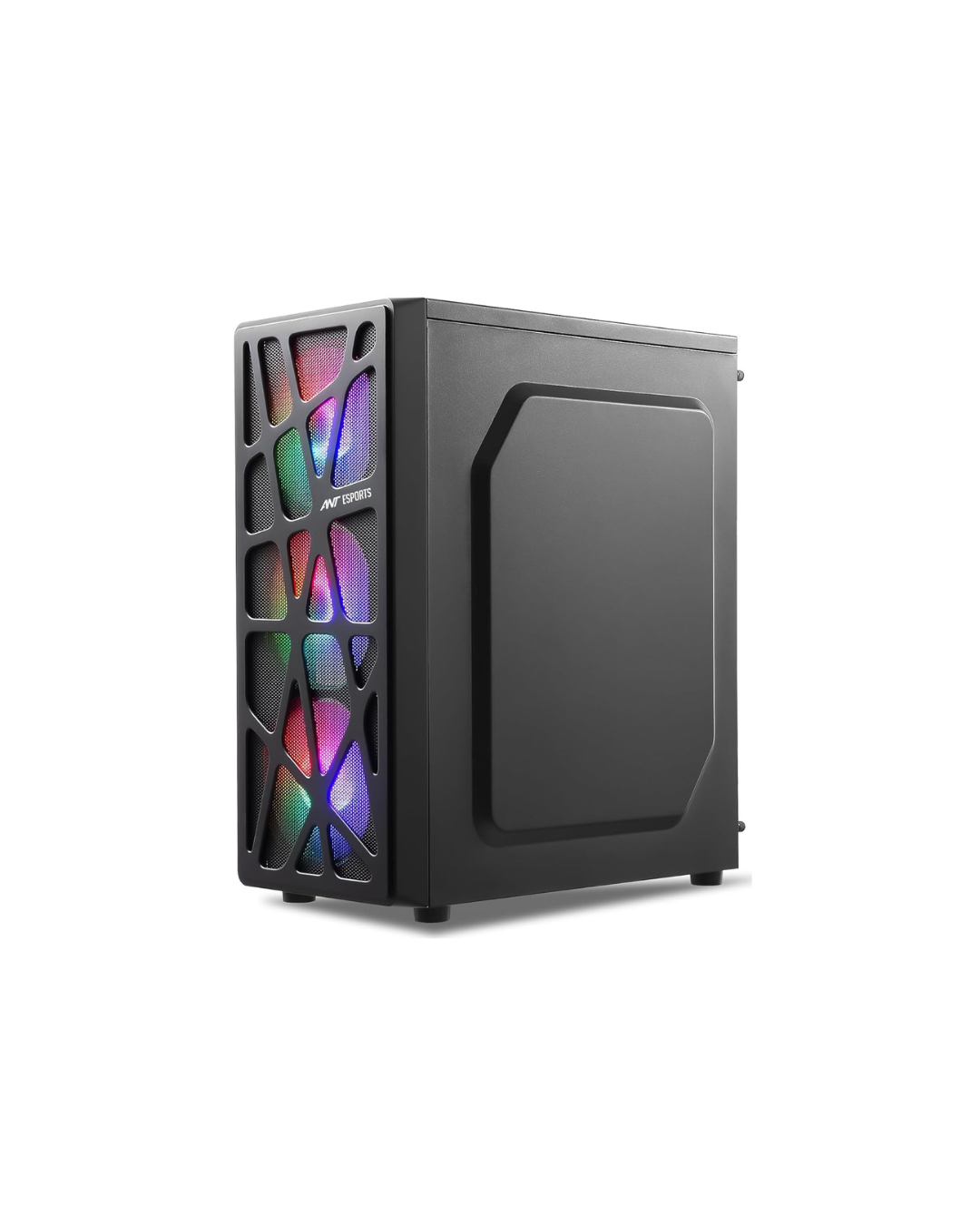 Ant Esports Elite 1100 Mid-Tower PC Case - Black (ATX/M-ATX/ITX) | Pre-Installed Rainbow Fans